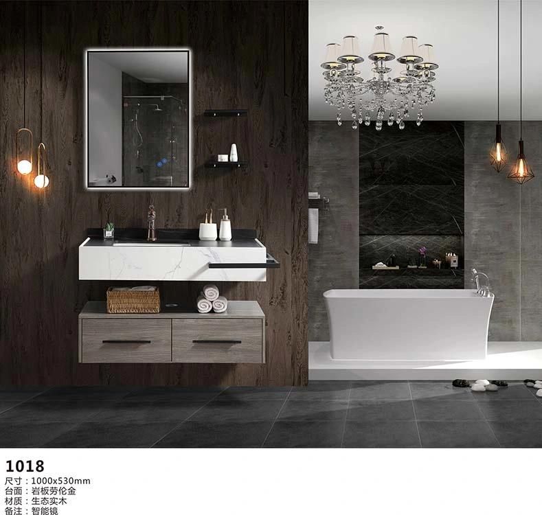 2022 New Marble Top Melamine Bathroom Vanity with LED Mirror Cabinet