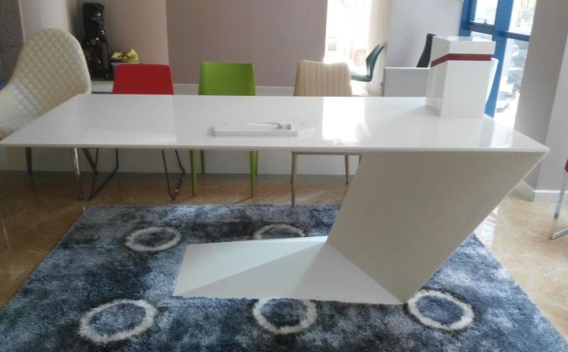 Design ISO Standard Premium Table Set Size White High Gloss Corian Artificial Marble Top Italian Styles Modern Design Custom Made Office Table