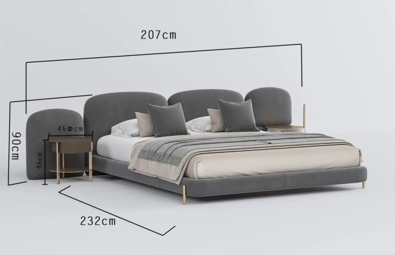 Lizz High Quality Home Furniture Wholesale Price Modern Luxury King Size Bedroom Bed with Metal Leg