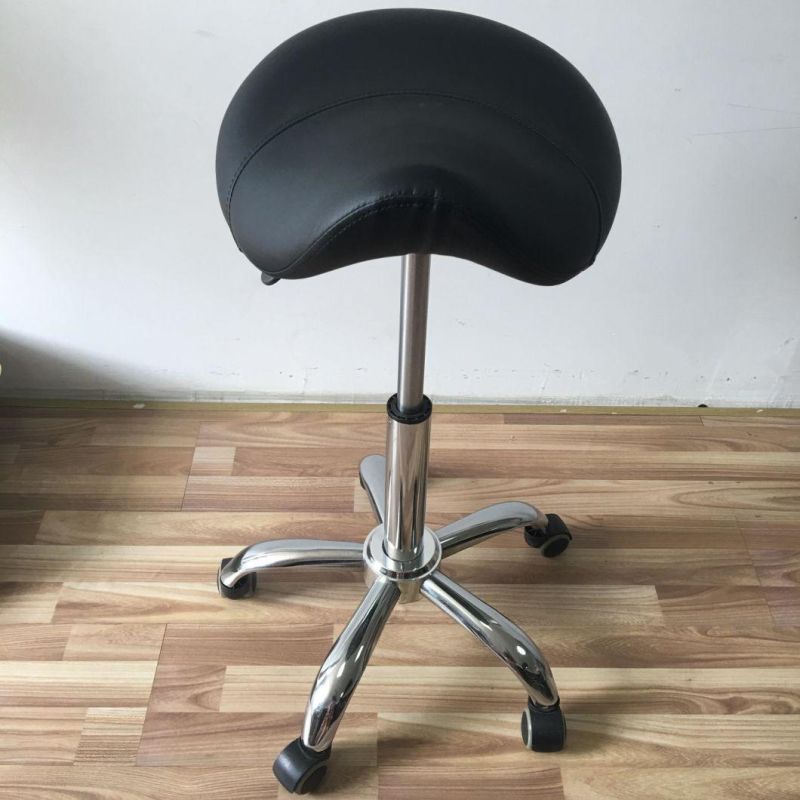 Ergonomic Saddle Chair - Comfortable Saddle Stool with Wheels - Swivel Salon Cutting Stool for Kitchen, Salon, SPA, Tattoo, Pedicure, Massage -E