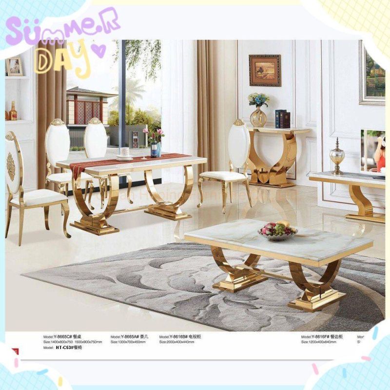 China Supplier Modern Home Kitchen Furniture Metal Tall Wedding Event Velvet Golden Chair Rectangle High Back Dining Table Counter Chair Club Bar Stool