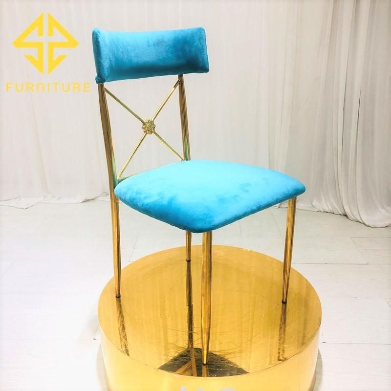 Luxury Velvet Cushion Metal Iron Flower Back Dining Chair Hotel Furniture Wedding Events Chairs