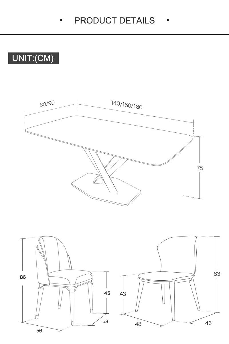 Modern Home Dining Furniture Metal Frame Marble Dinner Table