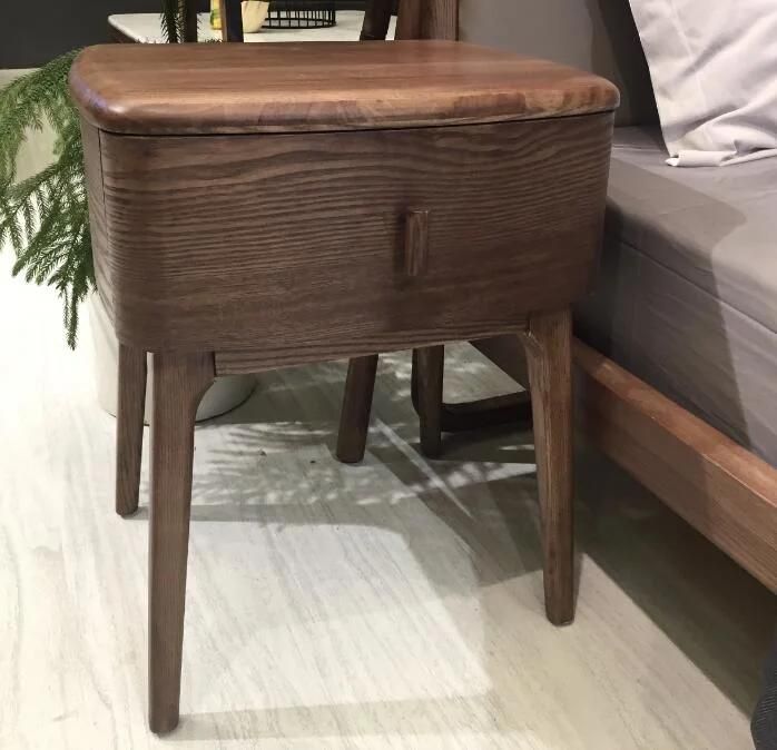 Simple Wooden Nightstand in Smart Shape, Safety Edge Round Corner