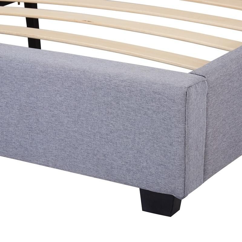 Bedroom Furniture Modern Velvet Fabric Wooden Slatted Upholstered Queen King Size Beds Frame