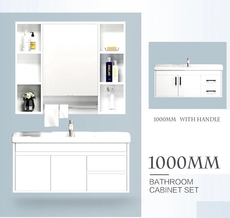 Modern White MDF Bathroom Vanity Cabinets with Mirror and Basin Wall Mounted Cabinet