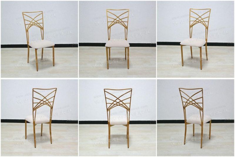 Modern Light Luxury Stainless Steel Gilded Home Hotel Banquet Wedding Backrest Dining Chair