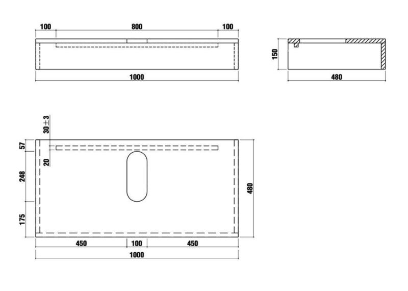 Wall Hung Bathroom Furniture 1000mm Bathroom Cabniet