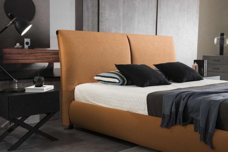 Gainsville Modern Double Size Leather Wall Bed in Bedroom Furniture