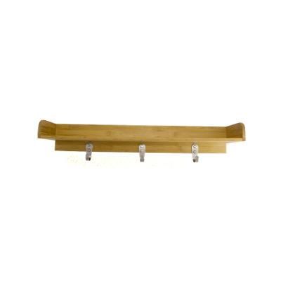 High Quality Wall-Mounted Bamboo Bathroom Towel Rack with 3 Hooks