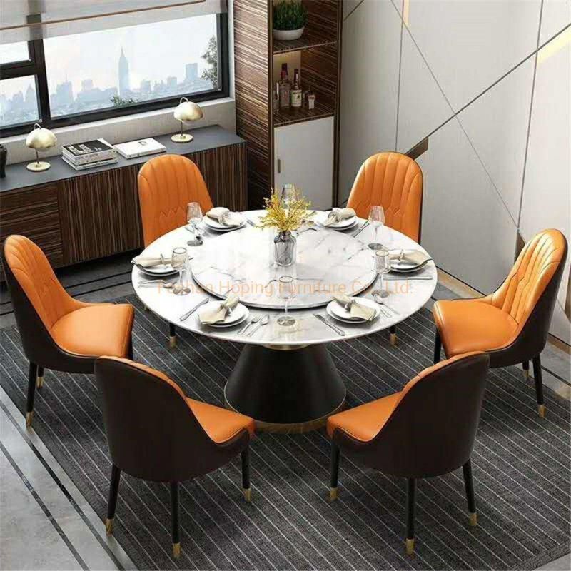 Modern Glass Marble Sintered Marble Rock Beam Top Table Furniture Living Room Home Apartment Restaurant Home 6 Chairs Dining Table