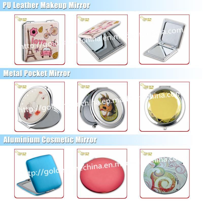 Promotion Gift Fashion Round Shape PU Leather Pocket Mirror