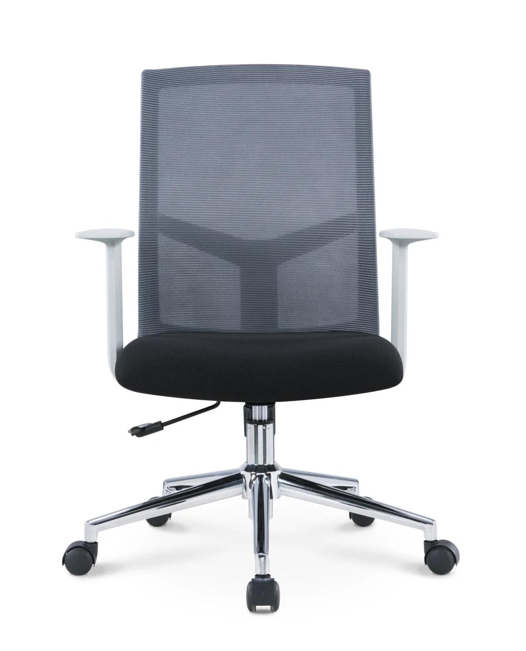 American BIFMA European En1335 Medium Back Steel Base Swivel Staff Boss Executive Modern Fabric Office Chair