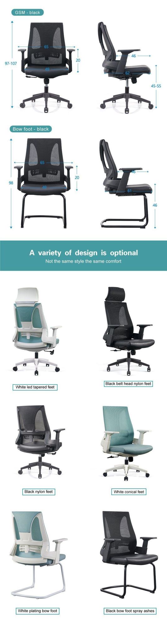 in Stock Best Wholesale Popular Fabric Modern Ergonomic Reception Office Chair