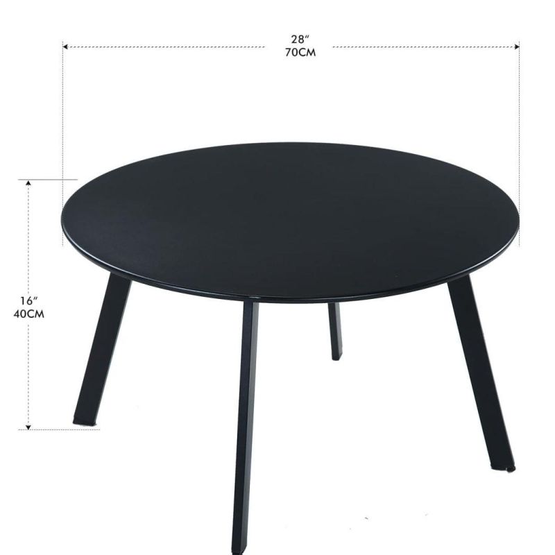 Round Black Coffee Table, Modern Steel Small Table for Living Room Apartment Bedroom Corridor Balcony, Black