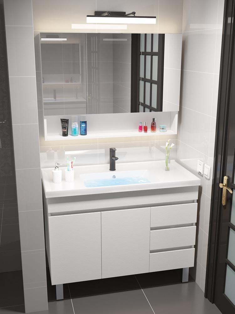 Nordic Melamine Bathroom Cabinet Modern Simple Floor Bathroom