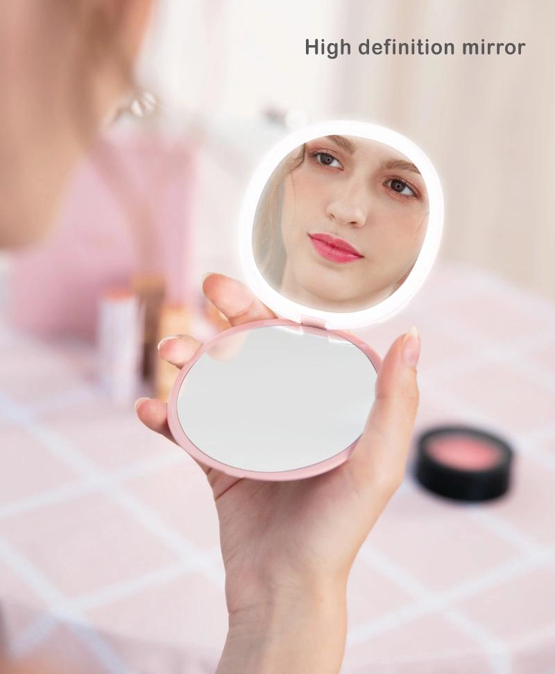 Hot Selling Rechargeable Portable LED Pocket Mirror 3X Magnifying Mirror Cosmetic Mirrors