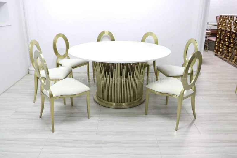 Modern Design Hotel Furniture Gold Glass Top Wedding Dining Table