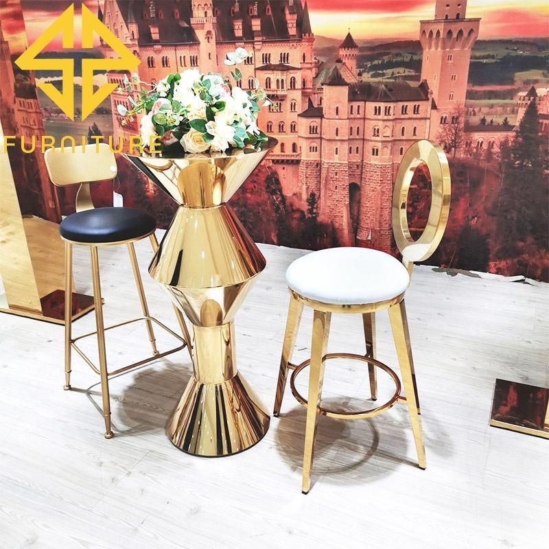 Modern Design Hotel Furniture Golden Stainless Steel High Bar Stool