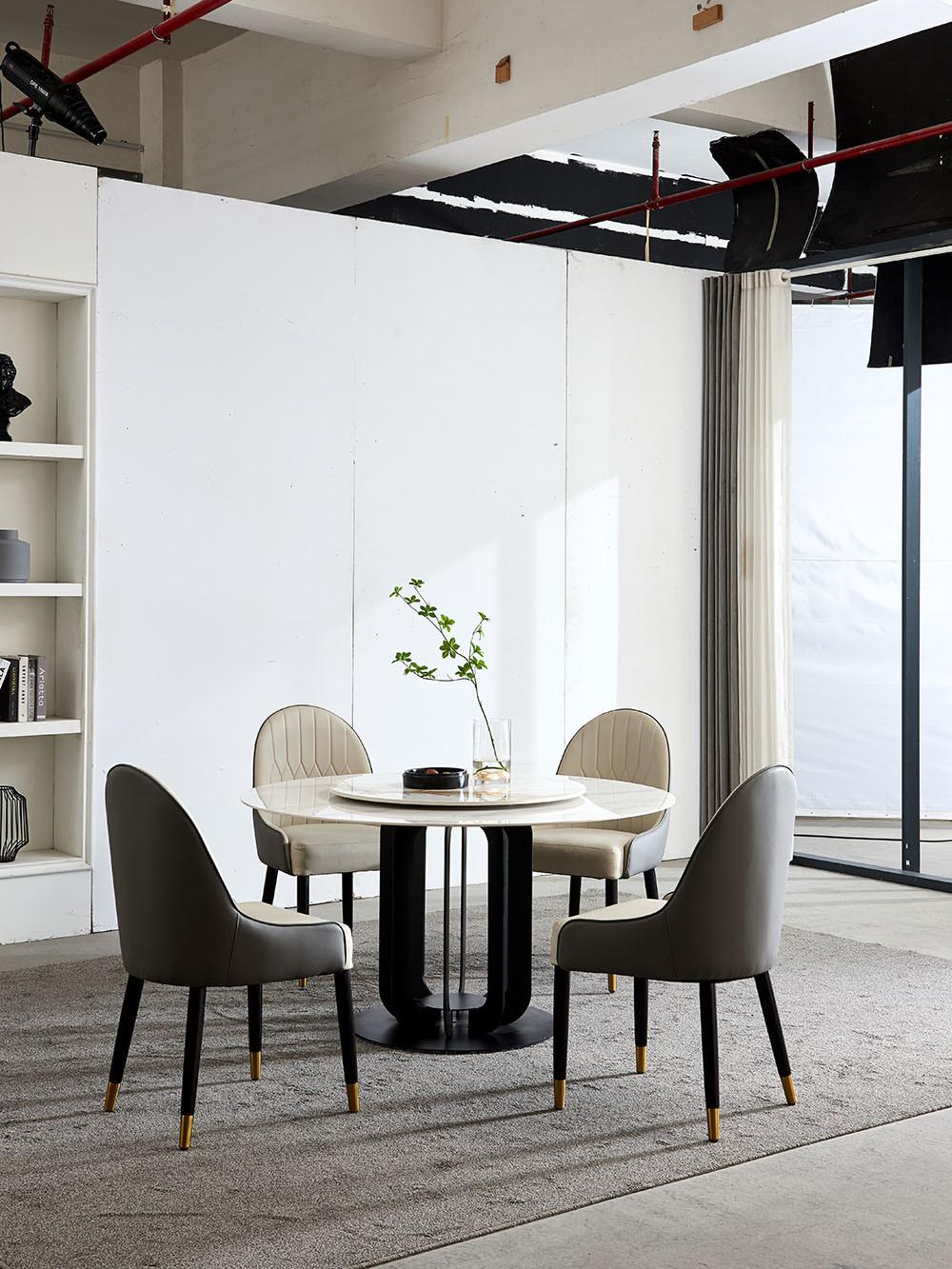 Modern Sintered Stone Dining Table with Lantern-Shaped Legs