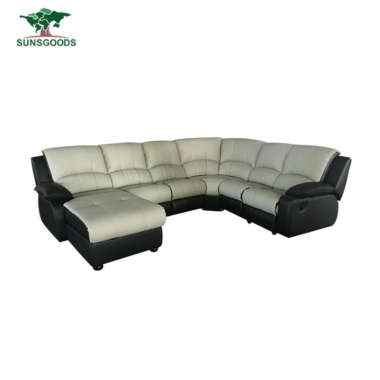 Chinese Italy Top Grain Full PU Leather Manual Recliner Seater Sofa Furniture