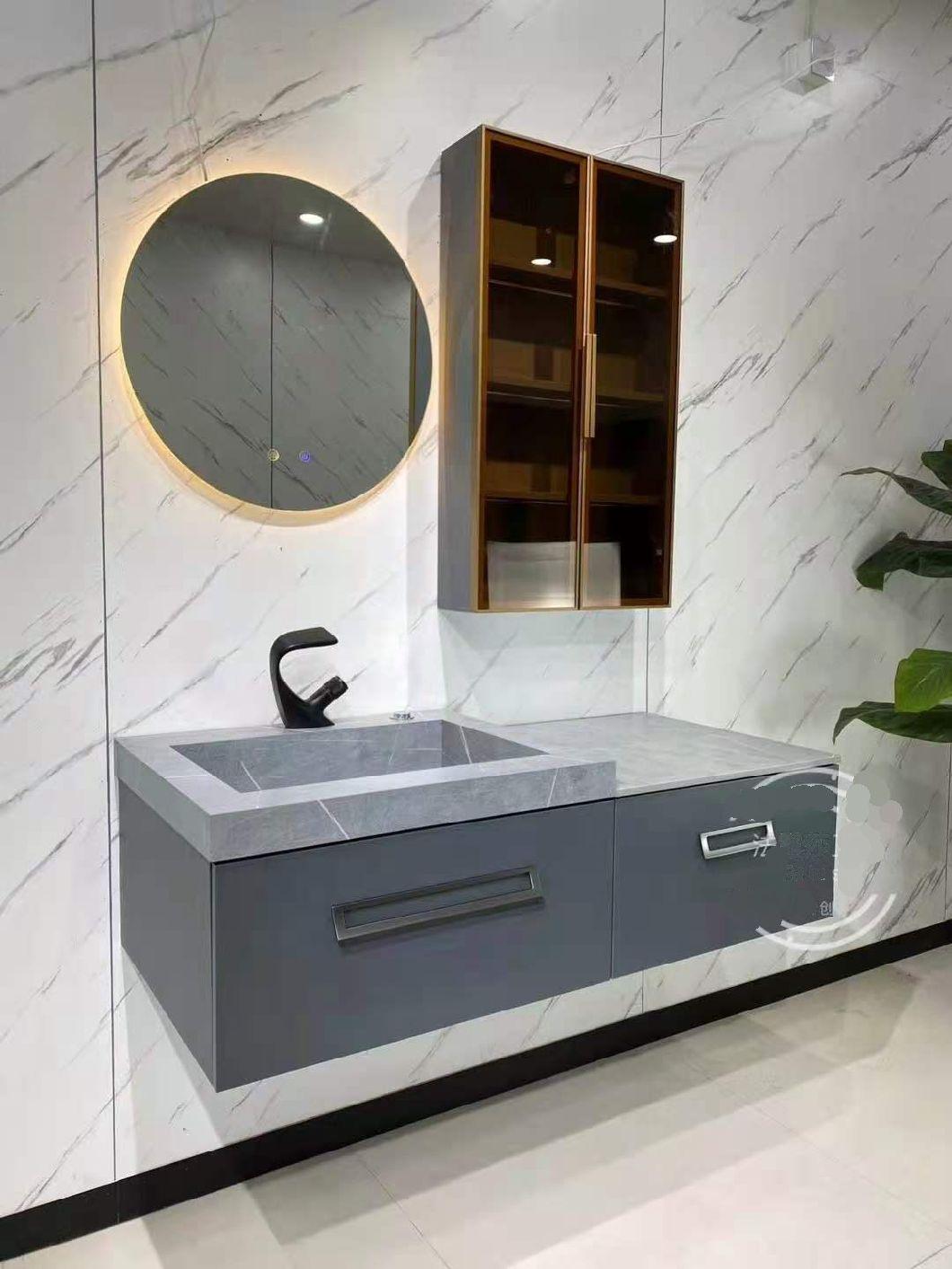 Italian Newest Design Modern Luxury MDF PVC Solid Wood Bathroom Furniture