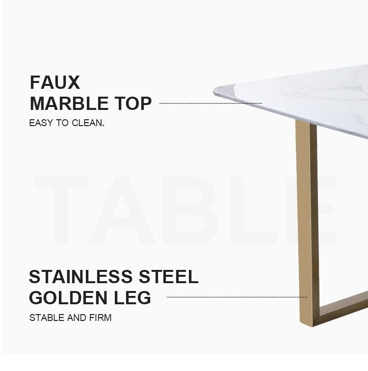 Wholesale Modern Design Home Hotel Living Room Furniture Tempered Glass Marble Top Dining Table