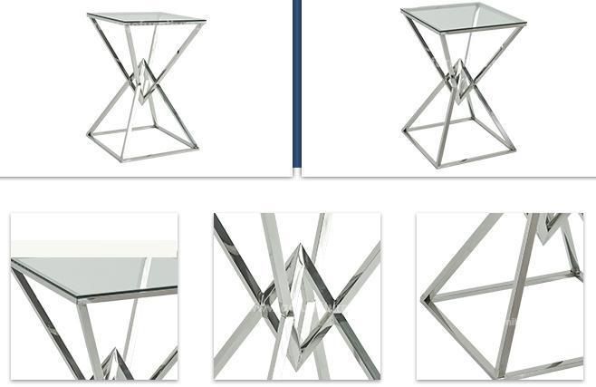 Modern Bar Side Table with Tempered Glass Top for Wedding/Banquet/Party/Event Furniture