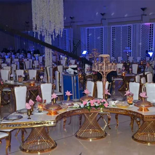 Foshan Decoration Restaurant Outdoor Table Chair Banquet Throne Wedding Event Golden Dining Chair