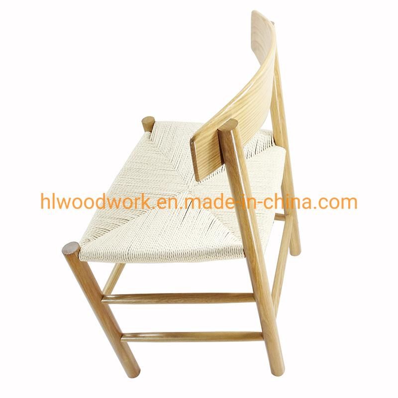 Modern North European Style Hotel and Restaurant Dining Wooden Chair Paper Roper Living Room Rattan Chair Oak Wood Frame Rope Dining Chair