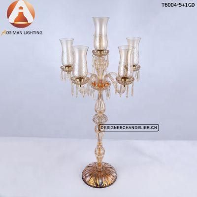 Crystal Candelabra for Wedding Decoration in Gold Finish