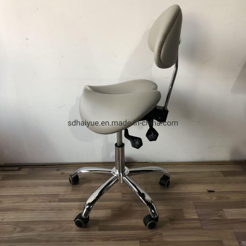 New Design Ergonomic Split Seat Style Tilt Saddle Stool Office Chair with Backrest