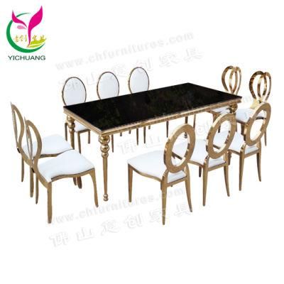 Hyc-St54 Hot Sale Black Glass Dining Room Banquet Table for Wedding