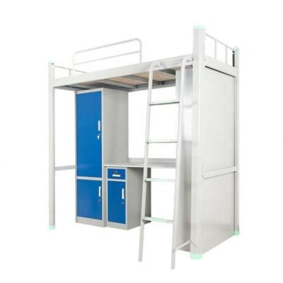 Modern School Flat Beds Dormitory Room Furniture Metal Bunk Bed with Ladder