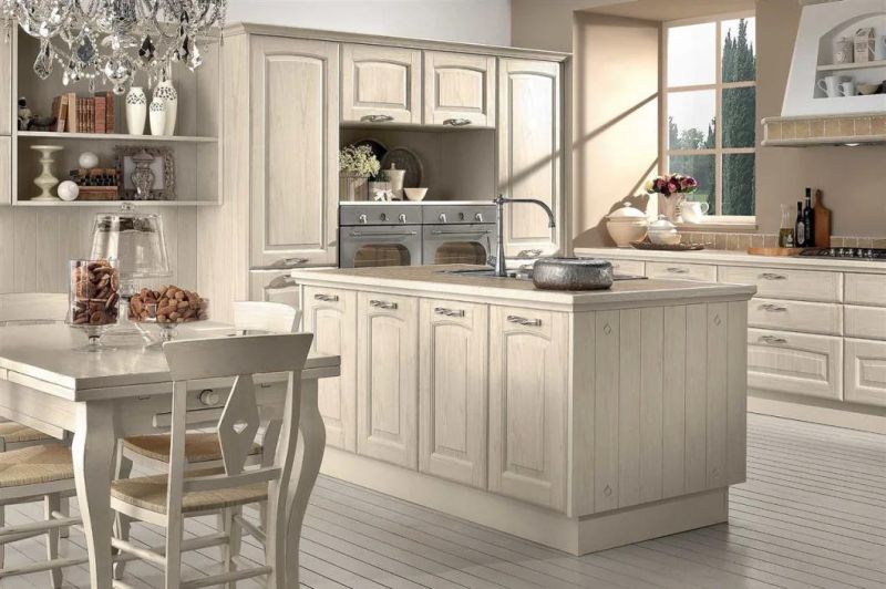 Modern Furniture New Design High Quality White Solid Wood Simple Style Kitchen Cabinet Kitchen Furniture