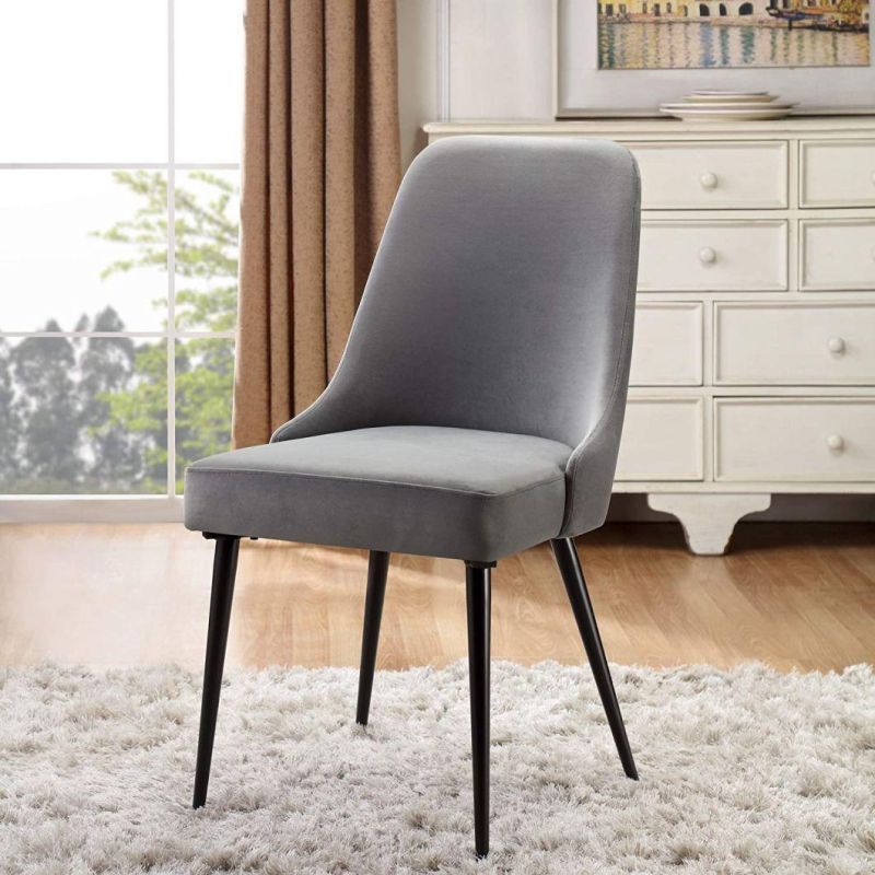 Free Sample Big Gray Malaysia Armrst Light Beige Chromed Leg Fabric Dining Chair with Fabric Ca117 Chaise Lounge Chair Dining