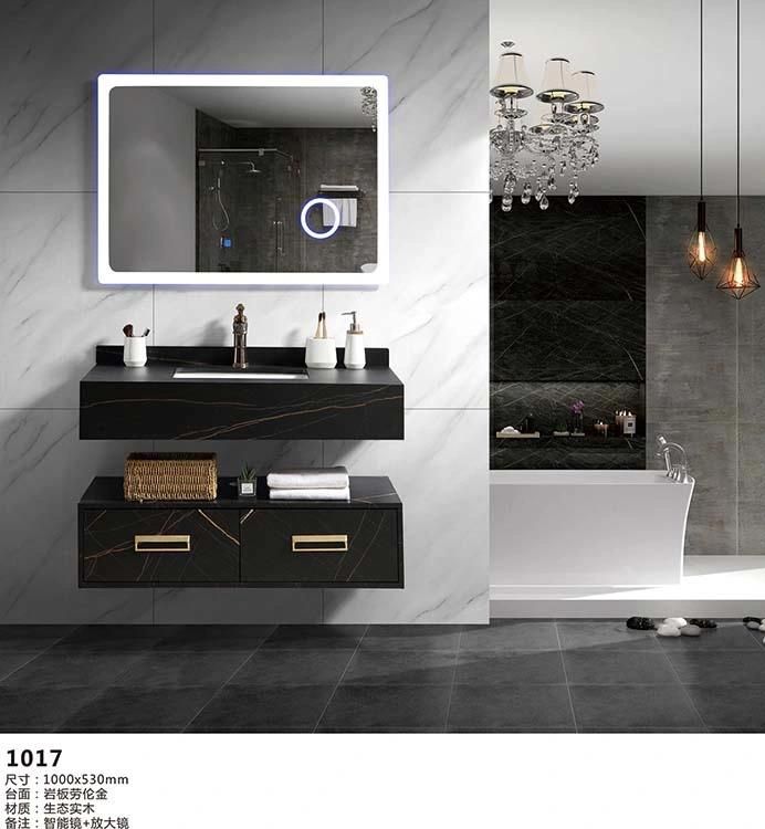 2022 New Marble Top Melamine Bathroom Vanity with LED Mirror Cabinet