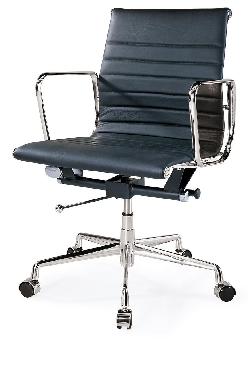 Classical Low Back Swivel Office Aluminum Leather Chair