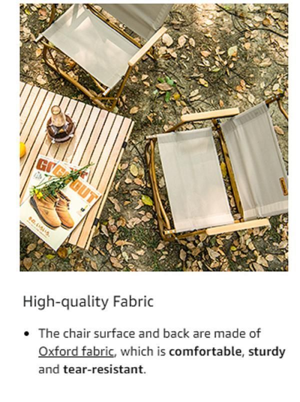 Outdoor Glamping Furniture Portable Wood Grain Aluminum Folding Camping Chair with Beech Armrest