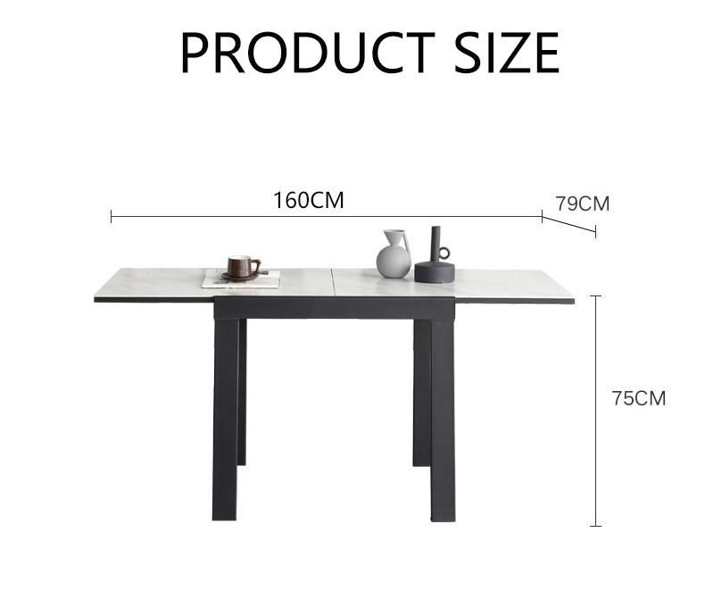 Modern Hardware Functional Home Kitchen Furniture Square Marble Extendable Dining Table