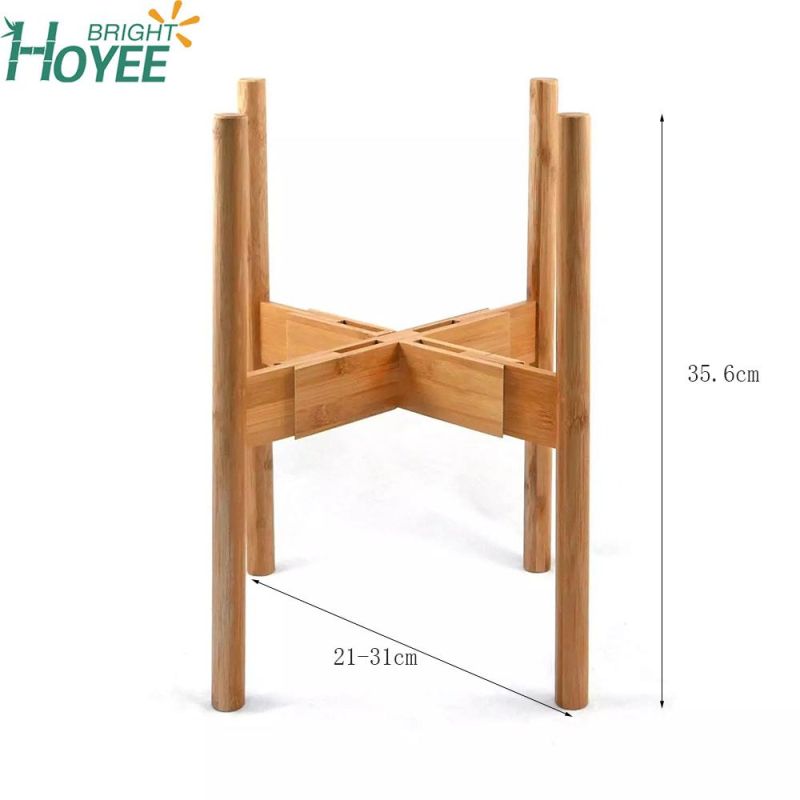 Modern Adjustable Bamboo Flower Pot Wood Plant Stand