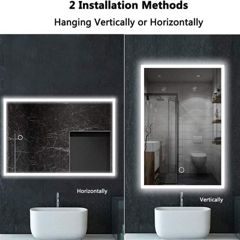 Home Decorative Bathroom LED Mirror Vertically or Horizontally Wall Mounted Mirror with Dimmer & Bluetooth