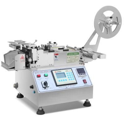(JQ-3012) Fully Automatic Hot &amp; Cold Label Cutter for Polyester Textiles / Jingda High Speed Polyester Satin Ribbon Label Cutting Machine