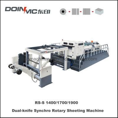 Helix Knife Double Blade Synchro-Fly Paper Roll Sheeting Machine with Twin Knife Rotary Sheeter