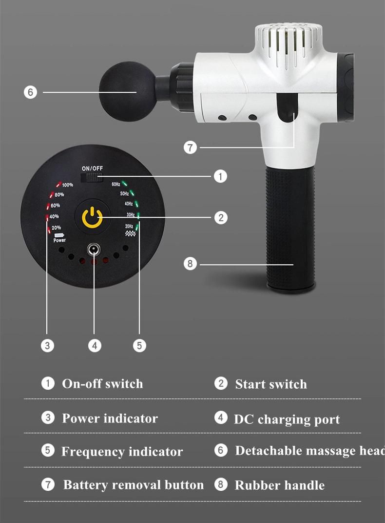 Deep Tissue Vibration Cordless Muscle Massage Gun Rechargeable Battery