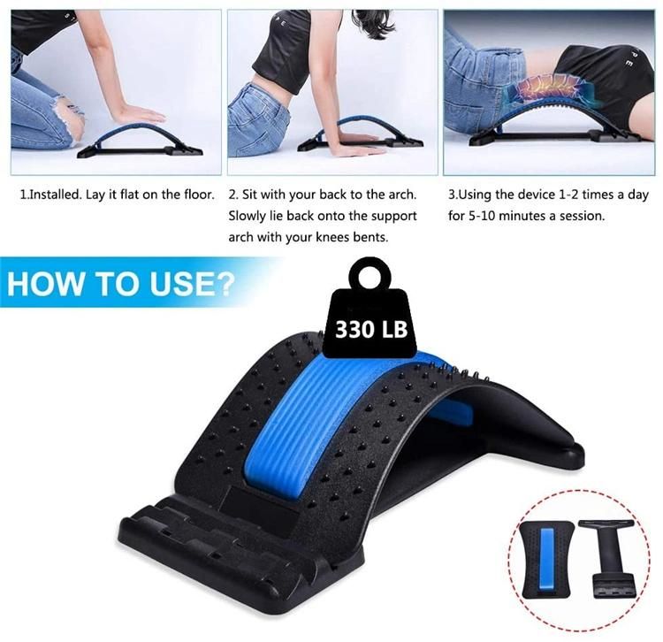 Hot Sale Spine Back Stretcher Fitness Equipment Pain Relief Adjustable Spine Device Lumbar Massager Back Stretcher