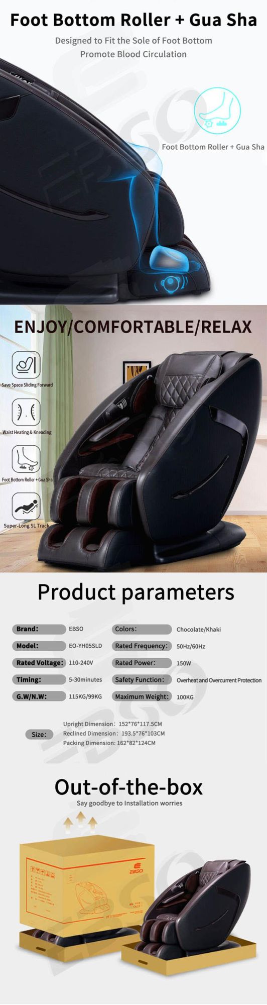 Massage Chair Extendable Foot Rest with Thai Stretch Mode