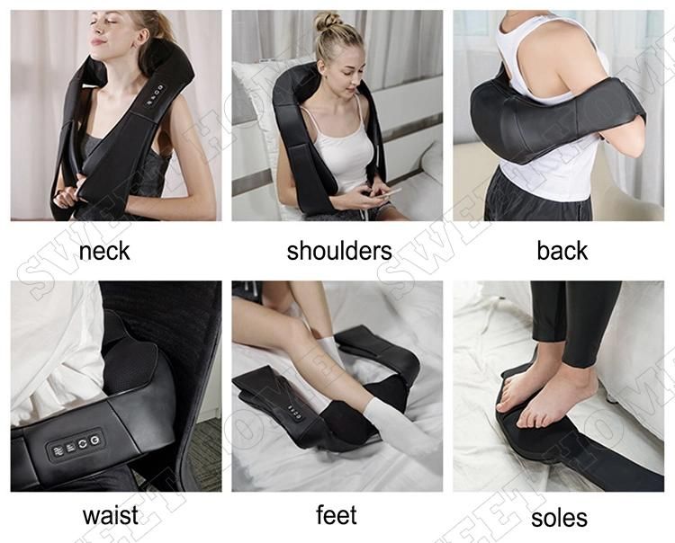 Electric Body Shiatsu Massage Belt Neck and Shoulder Personal Massager with Kneading Roller and Heating