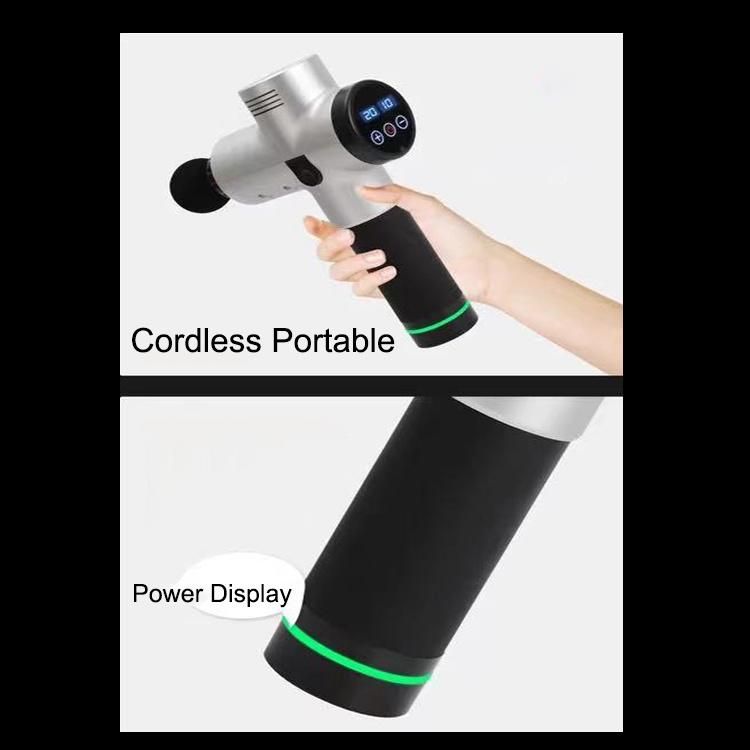 Best Quality Adjustable Sound-Powerful Massage Gun 6 Head Rechargeable Body Vibration Massage Gun