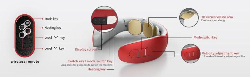 Smart Cervical Neck Massager with Two Colors and Heating Function, Multiple Massage Techniques with 5 Levels Massager Relax